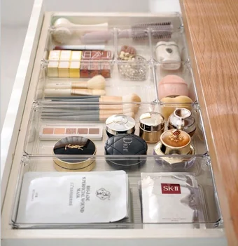 28 PCS Plastic Clear Drawer Organizer Set 4 Size Stackable Storage Tray for Makeup Versatile Organization Display Racks