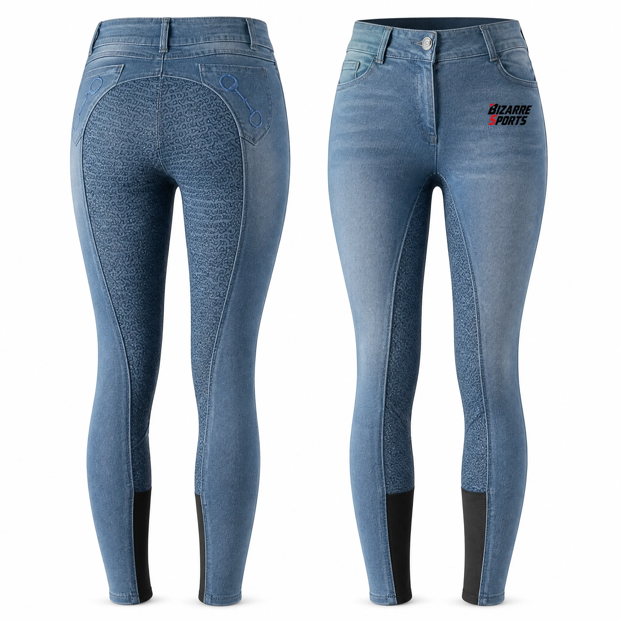Custom Made Womens Nylon Horse Riding Breeches Normal Waist Silicone Full Seat Four-Way Stretch Plus Size Embroidered Knitted