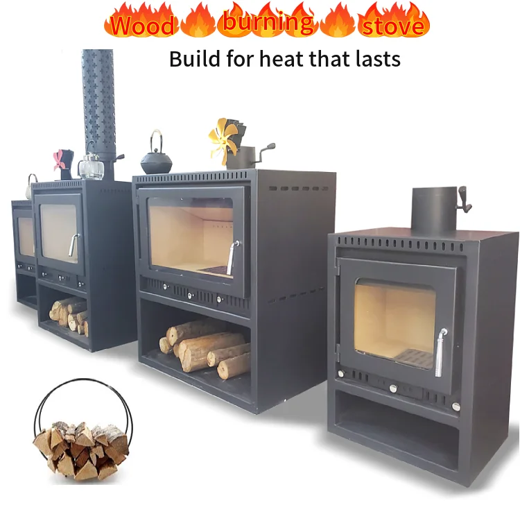 Modern Design Wood Burning Stove Wood Heater With Log Storage Pedestal