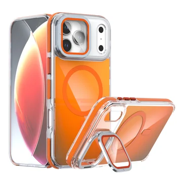 Customized Logo for iPhone 17 16 15 14 Pro Max Plus Gradient Multiple Colors Laser Mobile Holder Shockproof Magnetic Phone Cases