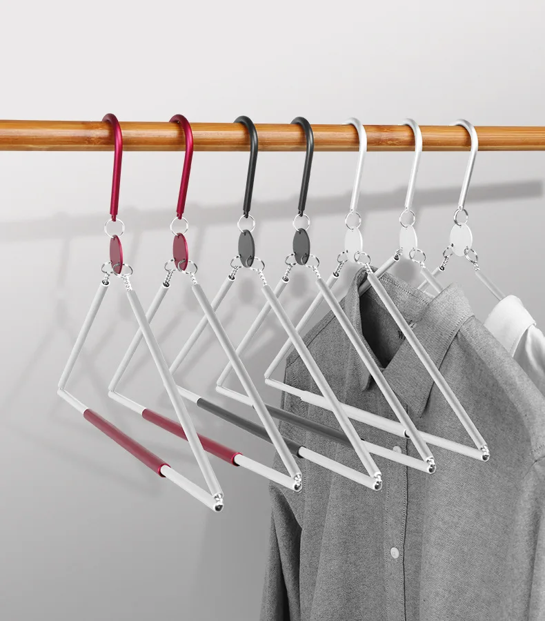 2024 New Aluminum Alloy Hanger Folding Magic Outdoor Travel Hanger Light  Easy Portable Folding Drip Hanger Travel Clip