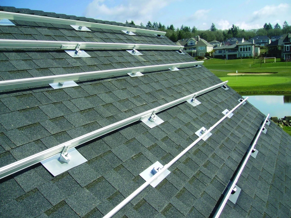 OEM Waterproof Shingle Roof Solar Mount L Foot Solar Mounting Rail Tile Roof Flashing Kit Solar Roof Mount