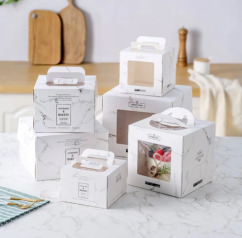 Rectangle Pvc Cake Slice Boxes Quality Assurance White Cardboard Recyclable New Product Popular