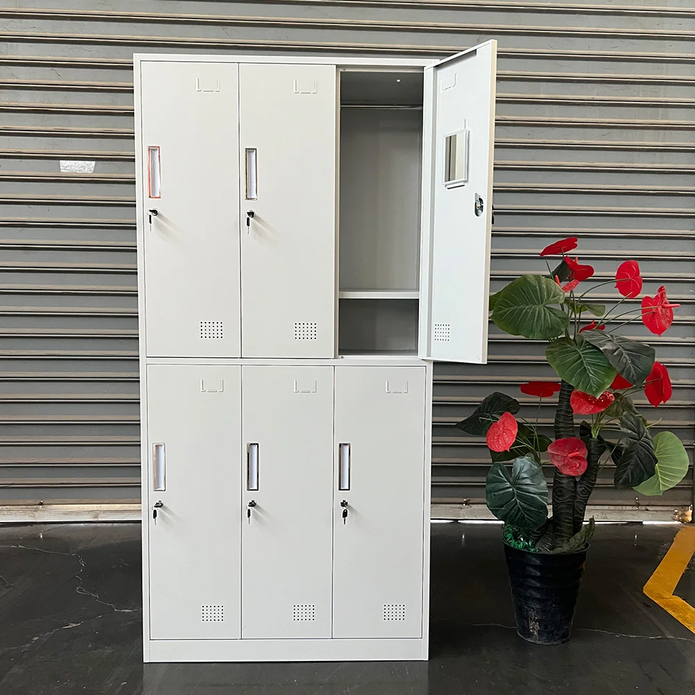 Customized 6-Door Steel Locker Modern Design Metal Wardrobes with Hanger for Gym Use for Workshop Dining Living Room details