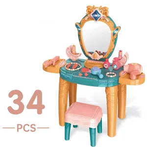 Hot Girl Interactive Plastic Children Beauty Set Educational Dressing Table with Light Music Chair Toy for Beauty Enthusiasts