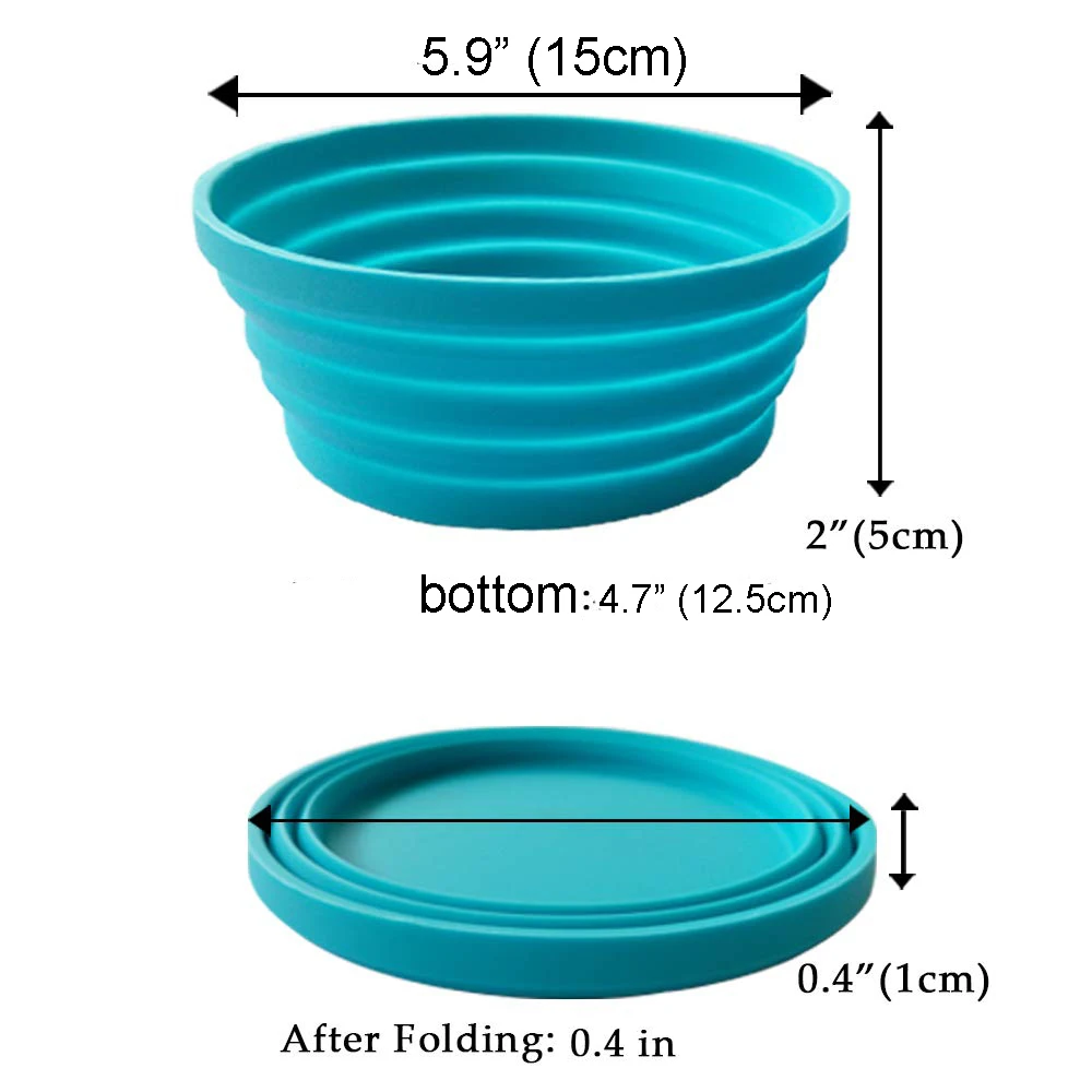 Silicone Expandable Collapsible Salad Bowl for Travel Camping Hiking