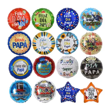 New arrival 18 inch spanish happy Mama y papa little pattern globos party decoration round foil balloons