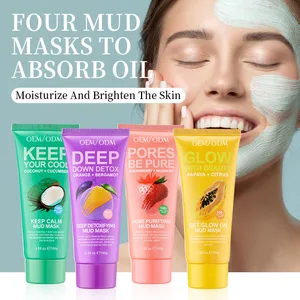 Private Label 100g Organic Turmeric Fruit Face Mud Mask Pore Purifying Deep Cleansing Gentle Exfoliation Film for All Skin Types