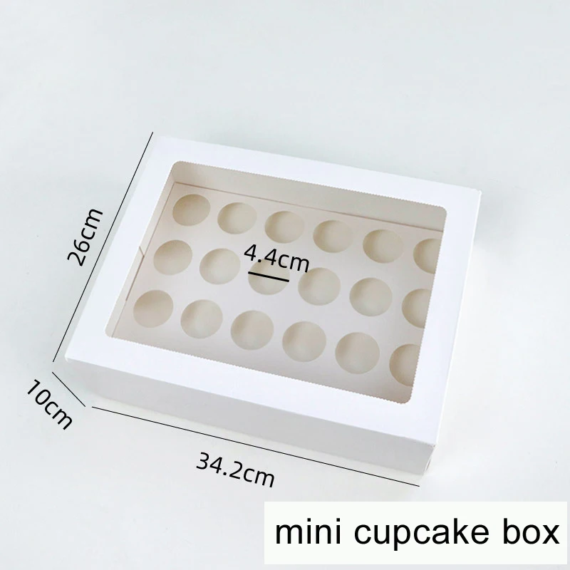 Mini Cupcake Box 24 Cavity White And Brown Flat Shipping 350gsm With ...