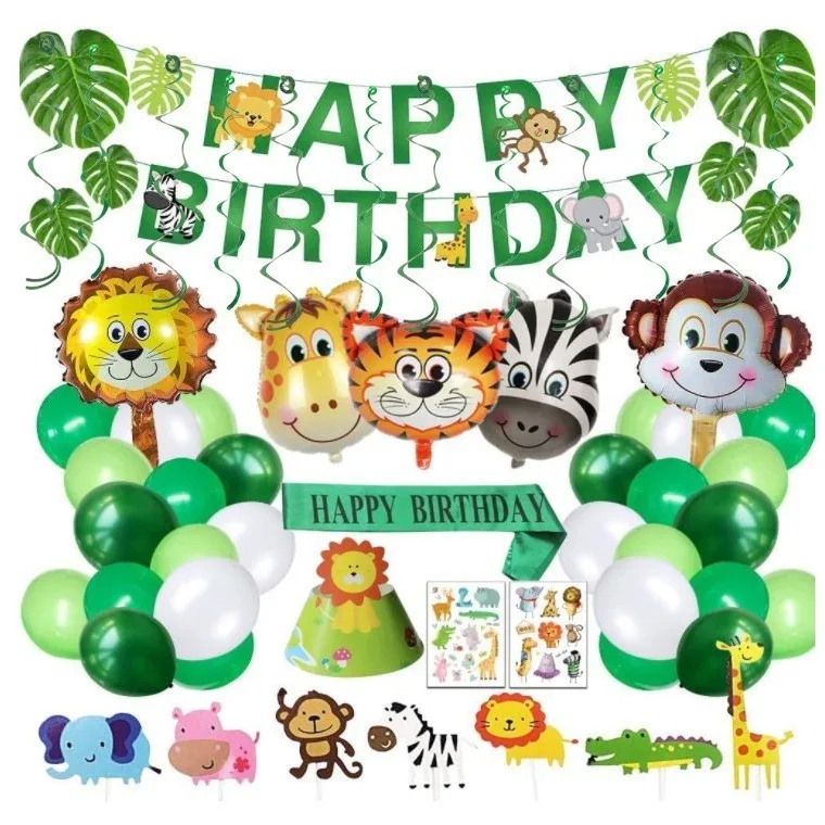 Safari Jungle Theme Birthday Decorations Paper Party Supplies Including Banner Sash Animal Graduation Thanksgiving Diwali