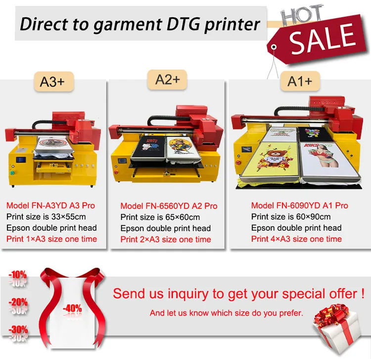 A1 6590 6090 High Speed 2 Print Heads DTG Direct to Garment Cotton