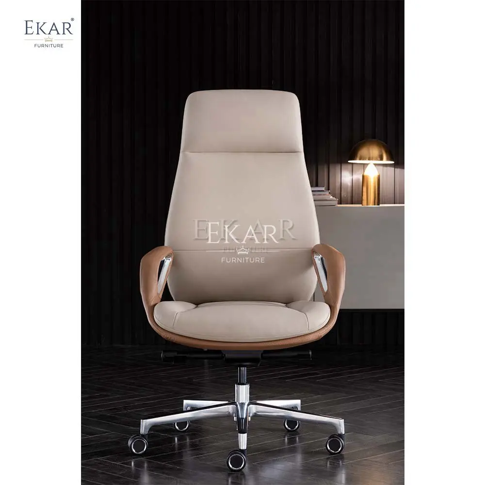 Adjustable Height Genuine Leather Office Chair - Luxury and Comfort Combined supplier