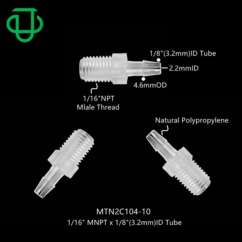 Medical PP Barbed Hose to NPT Male Thread Adapter Straight 90 Degree ...