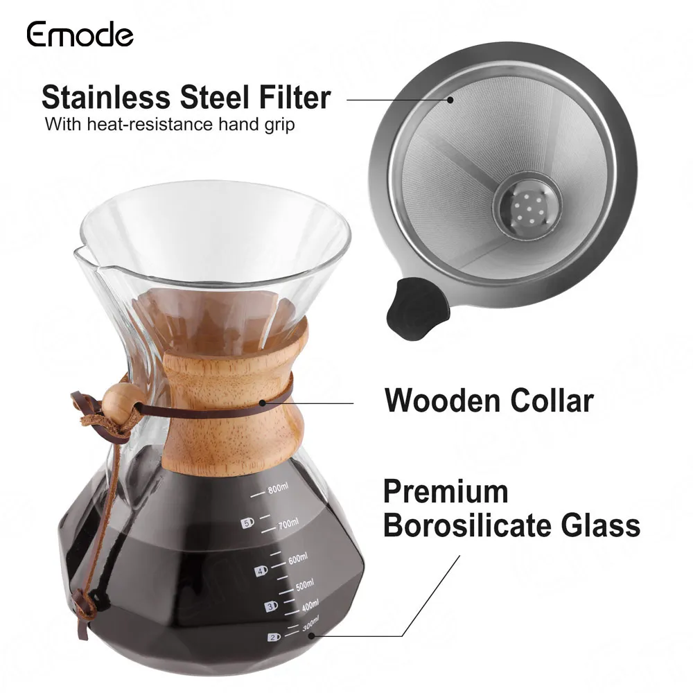 Reusable 600ml Bpa Free Hot Manual Brewing Clear Dripping Coffee Maker