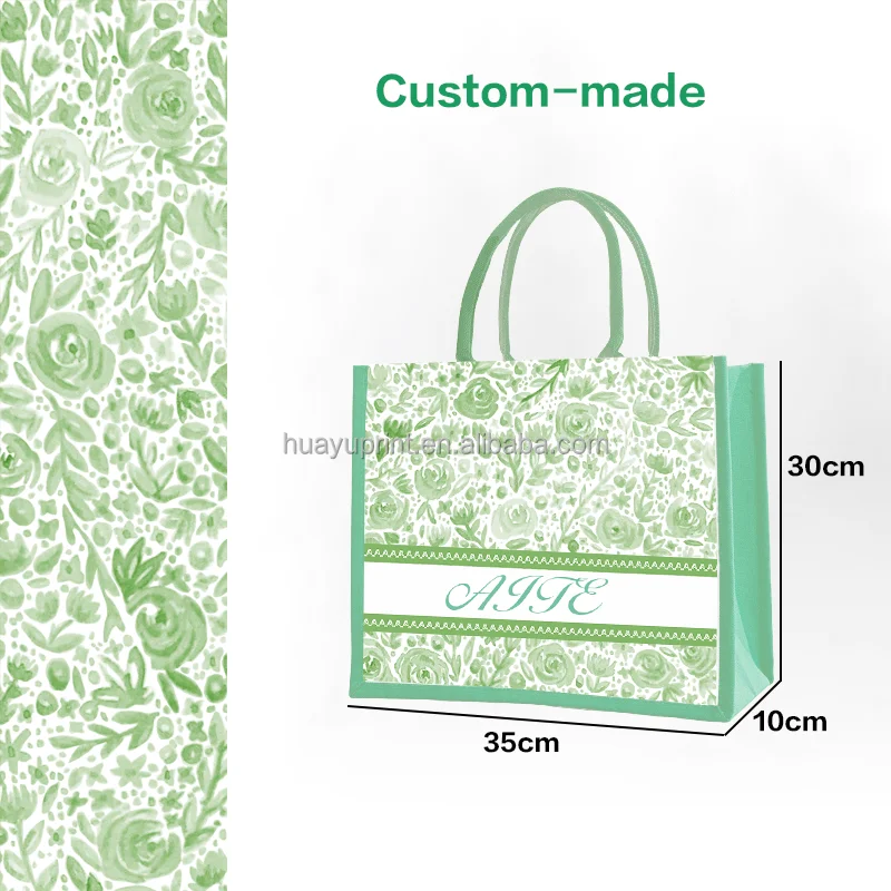 Wholesale Custom Printed Large Eco-Friendly Burlap Jute Canvas Shopping Tote Bag Colorful Silk Scarf Paired Daily Advertising details