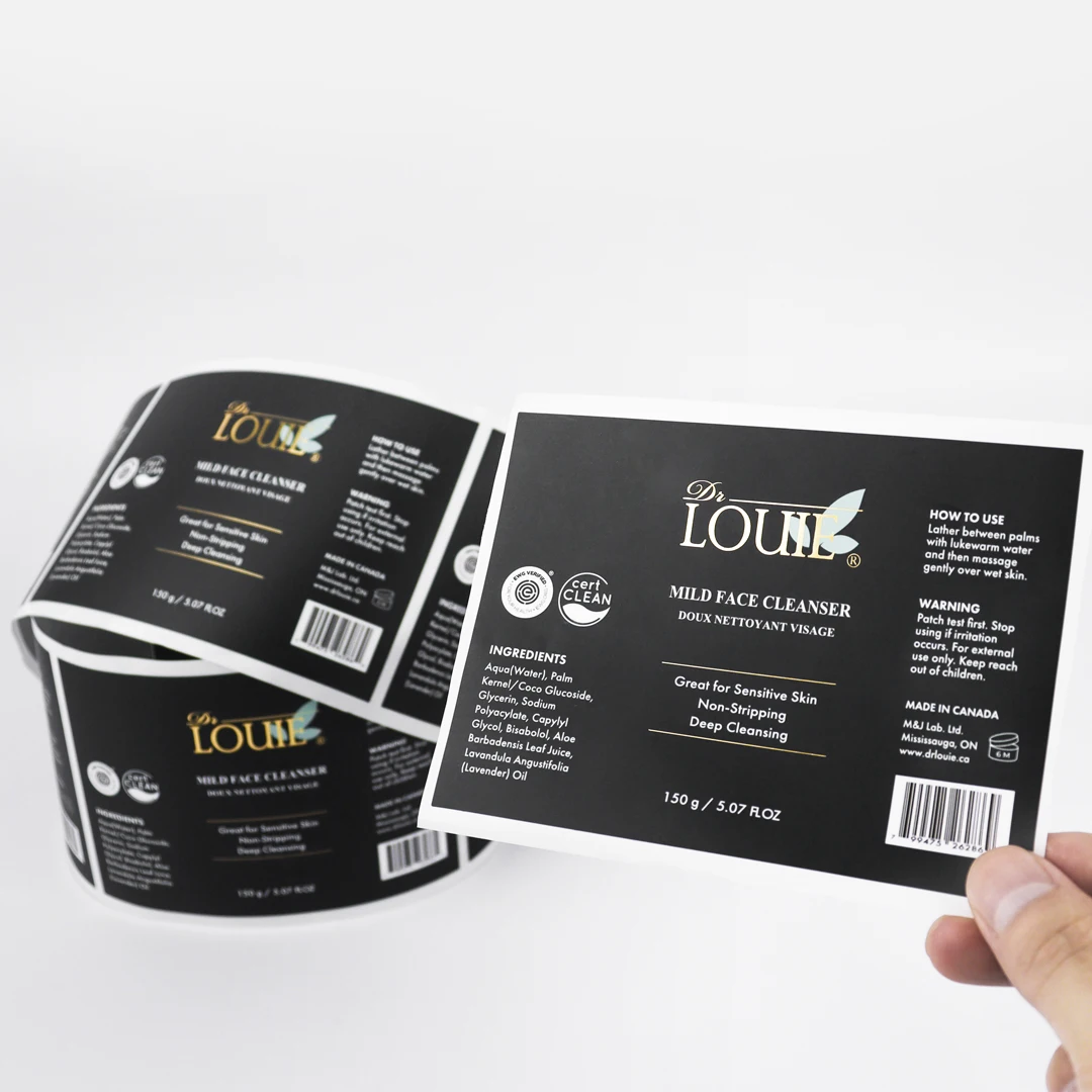 Custom Printing Logo Vinyl Adhesive Label Bottle Gold Foil Sticker Black Matte Packaging Label Stickers