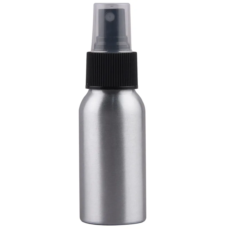 30ml 50ml 100ml 120ml 150ml 200ml Custom Empty Refill Silver Aluminum Metal Mist Spray Bottle With White Black Mist Sprayer