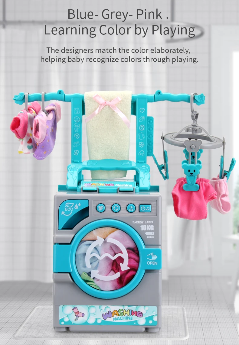 Cute Miniature Washing Machine Toy for Kids with Music Light, OEM