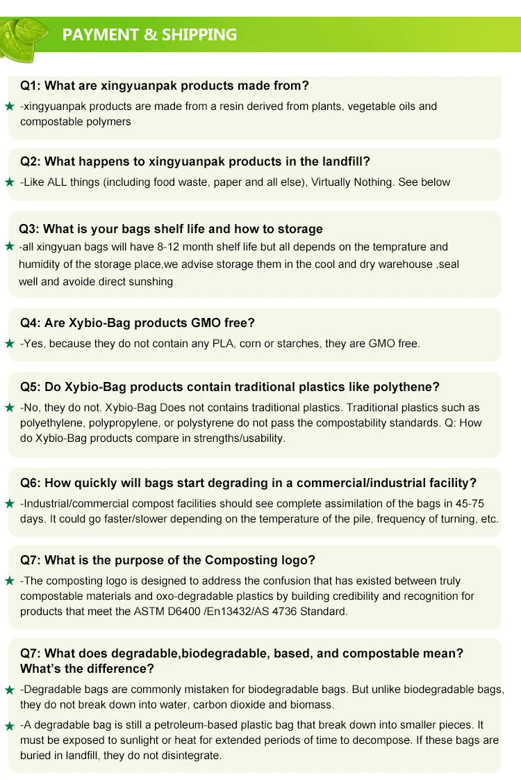 Custom Wholesale Printed Compostable Biodegradable Eco Friendly