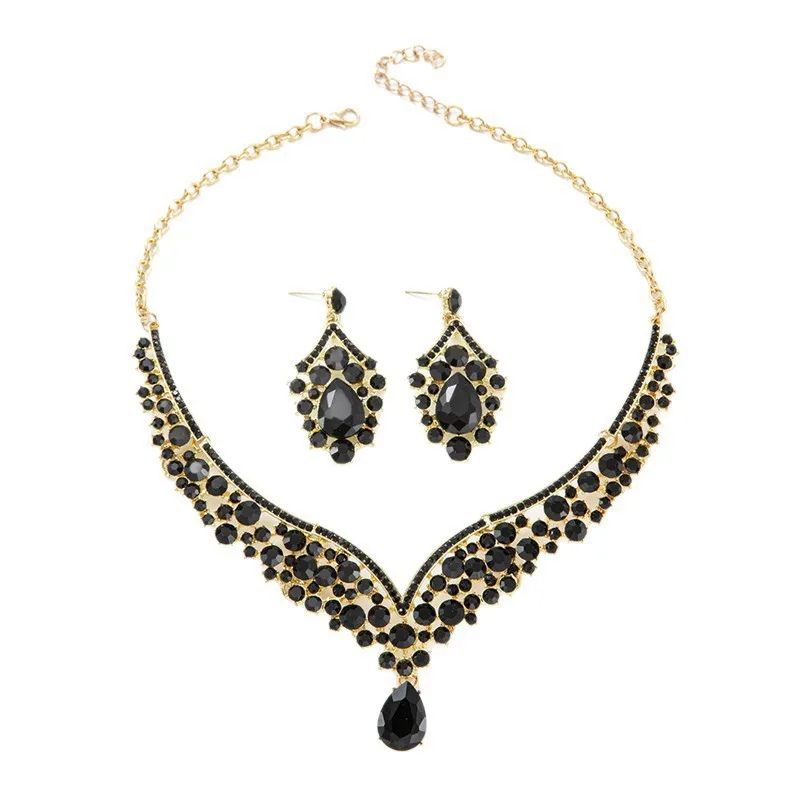 Elegant Rhinestone Necklace & Earrings Set