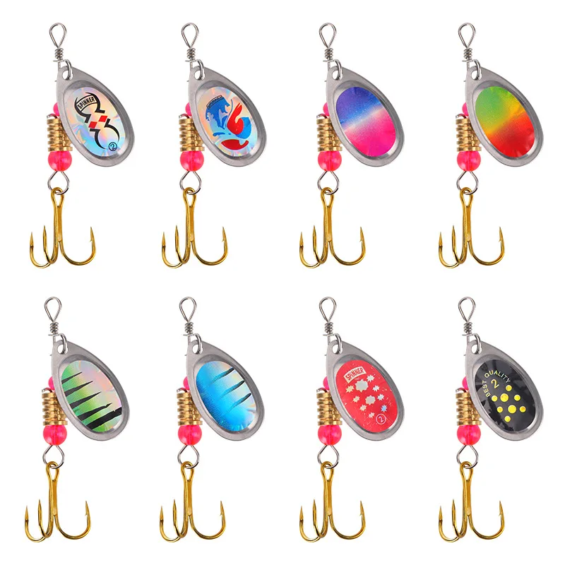 16pcs/set Fishing Lures Kit Painted Metal Spoon Spinner Blades Father