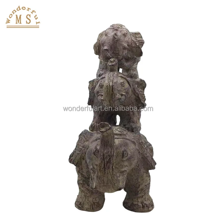 customized resin anime animal yellow standing elephants small statue figurines sculpture souvenir gifts toy for home decoration