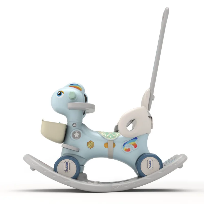 2In1 Lovely Multi Function Baby Kid Animal Rocking Horse Toy Multifunctional Child Unicorn Plastic Rocking Horse With Wheel