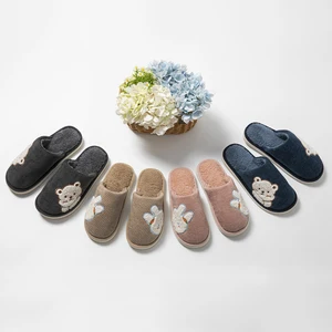 Women's Men's Cute Bear Indoor Home Winter for Slippers Soft PVC Outsole Fabric Upper Fluffy Fur Style Closed Toe Anti-Slip