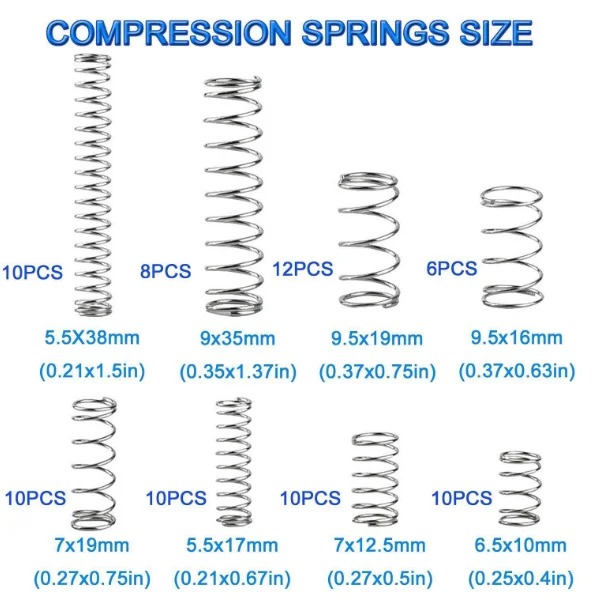 200PC Spring Set Tension Spring Hardware Accessory Set