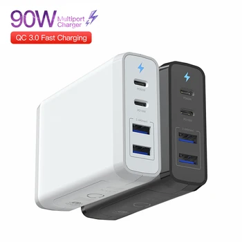 4Ports 90W USB C PD Multiport Portable Charger for Mac book IPad Phone Laptop PD QC3.0 90W Multifunction Chargers