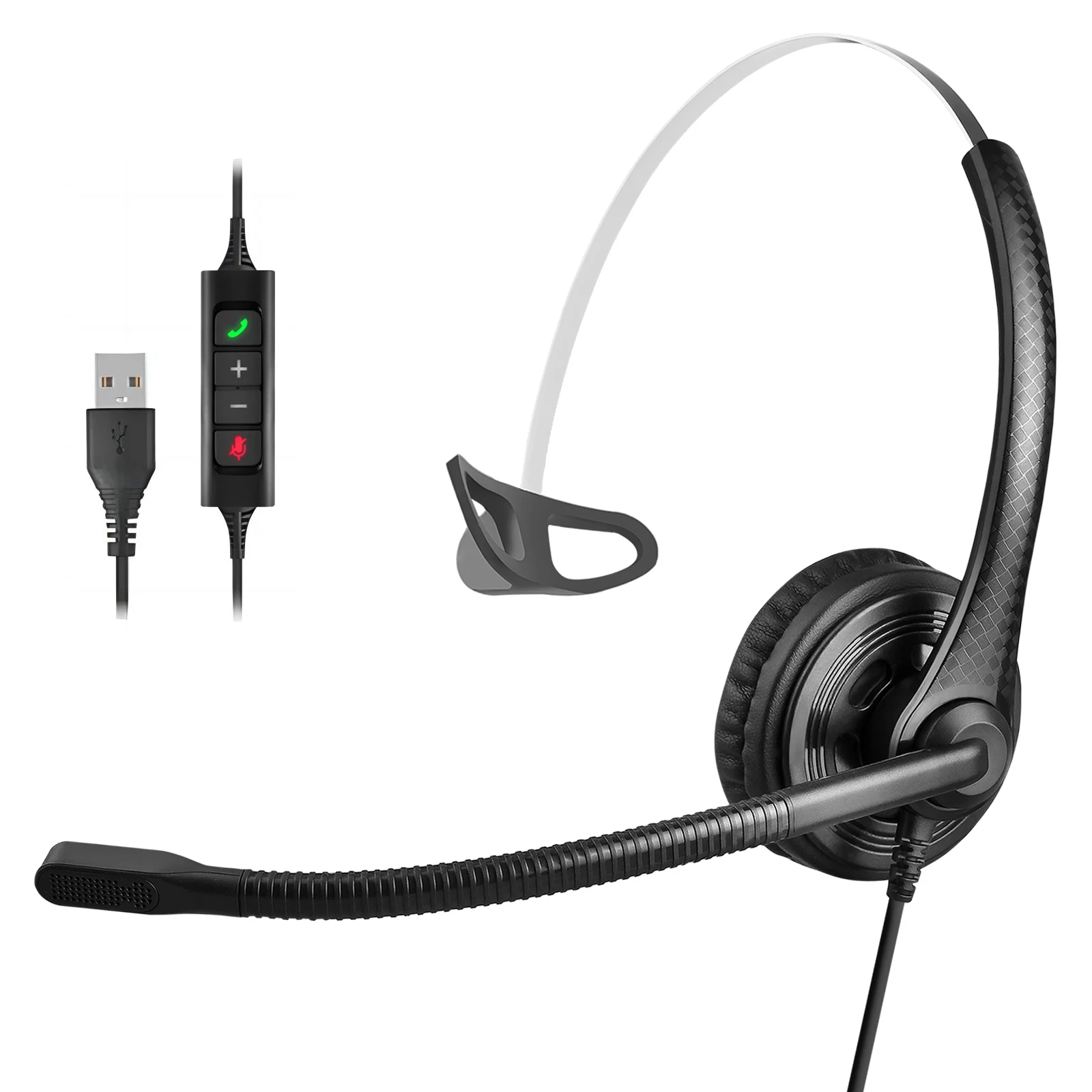 2025 New Factory Price Single Sided Call Center Headset Noise Cancelling  USB Headphone With Microphone and Controller for Laptop
