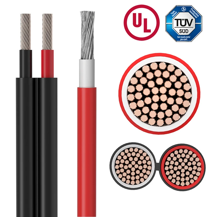 Tuv Approval Single Core Dual Core Solar Cable 1.5mm 2.5mm 4mm 6mm 10mm 6mm2 Power Cable Tinned Copper Core Solar Panel Pv Cable