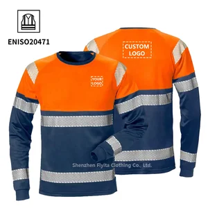Long Sleeve Custom Cotton Polyester CVC Mining Safety Work Clothing Workwear Fireproof Fire Retardant FRC FR Hi Vis Worker Shirt