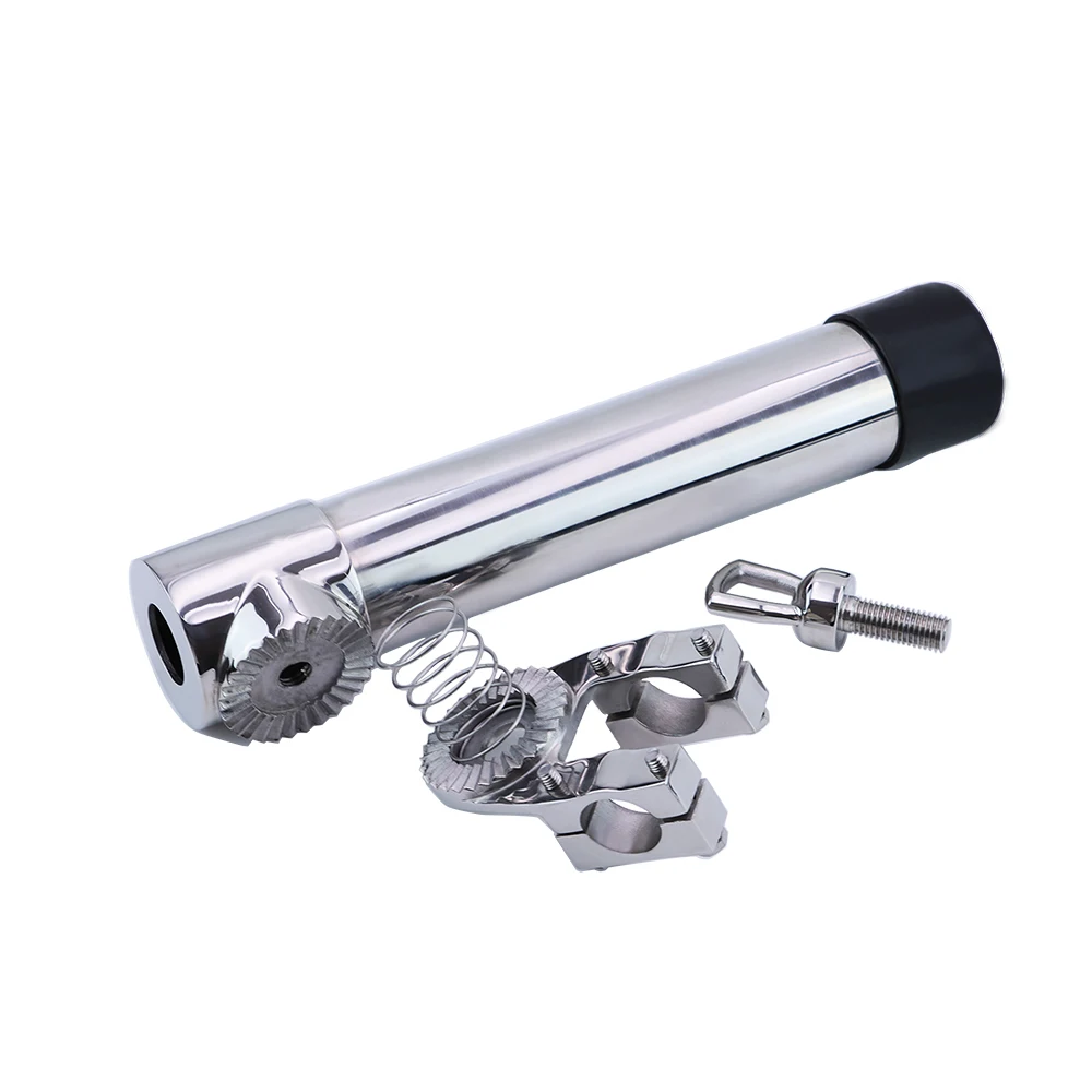 Custom Stainless Steel 316 Pontoon Transom Rail Mount Clamp Fishing Pole Stand Holder Boat