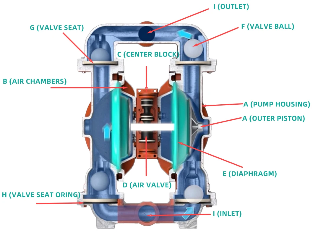 T8 wilden pneumatic diaphragm pump with ptfe/rubber diaphragm fit in wilden pump details