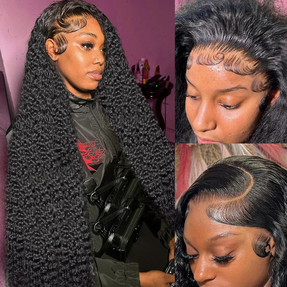 250 % Dichte, lockere, tief gewellte Lace-Frontal-Perücke, brasilianisches Remy-Echthaar, lockige Lace-Front-Perücke für Frauen_voghion.com