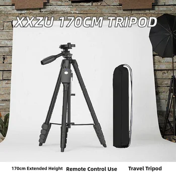 XXZU 170cm Aluminum Camera Tripod with Travel Bag Cell Phone Holder Remote Control Flip Lock 5-Leg Design 1/4" Screw detail image