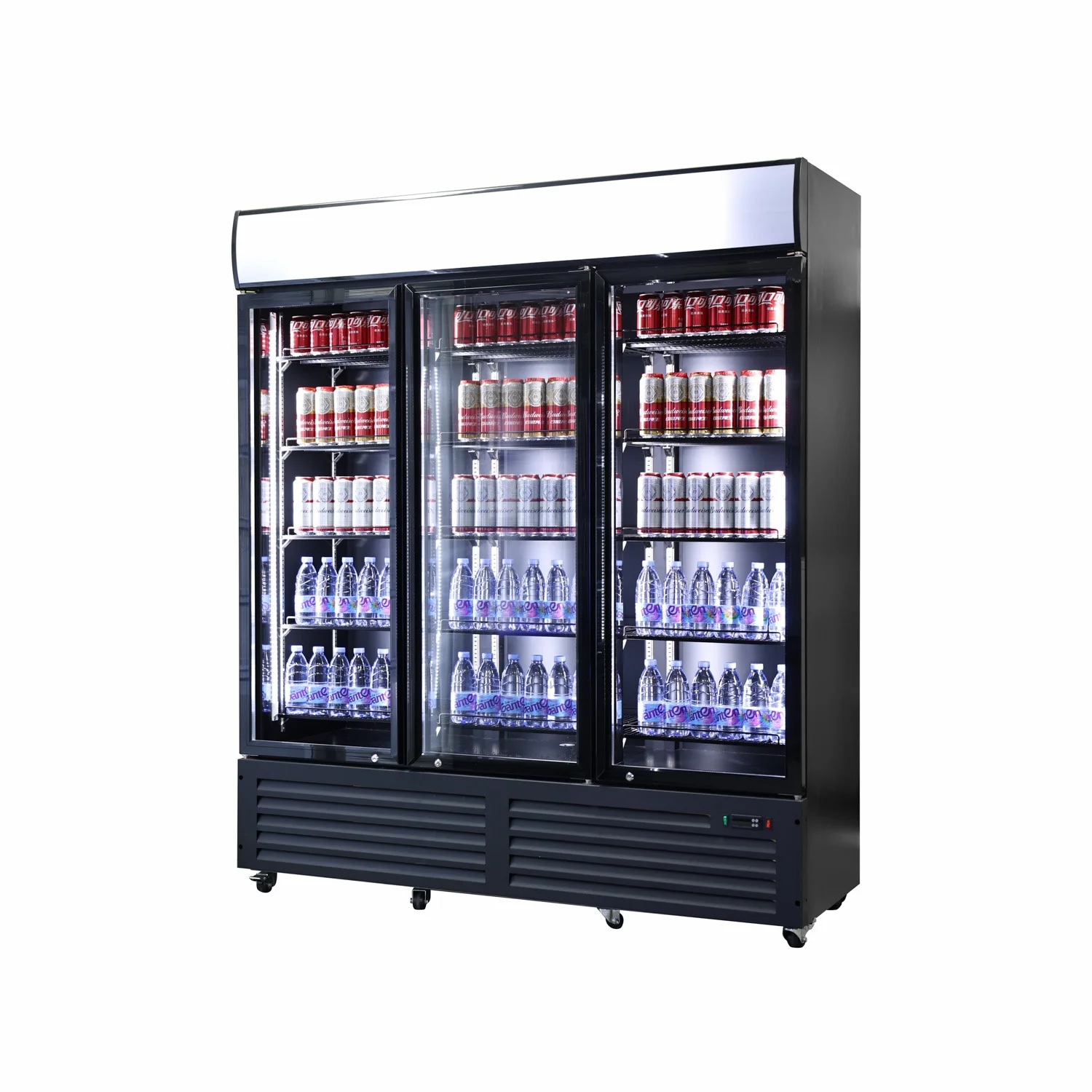 ETL Lg  Drink Display Showcase Cold  Coca Cola Glass Display Fan Cooling Merchandiser Cooler With Wheels