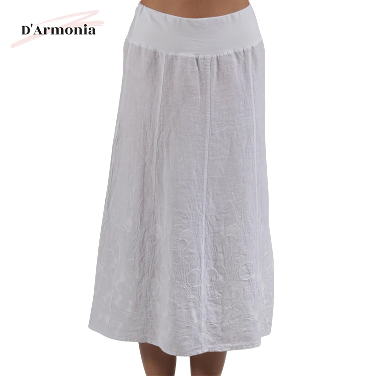 womens white linen skirts