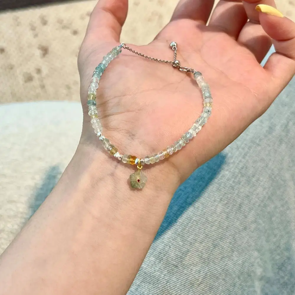 KAKODIY flower pendant 18K gold plated 925 sterling silver jewelry natural morganite bead bracelet detail 3