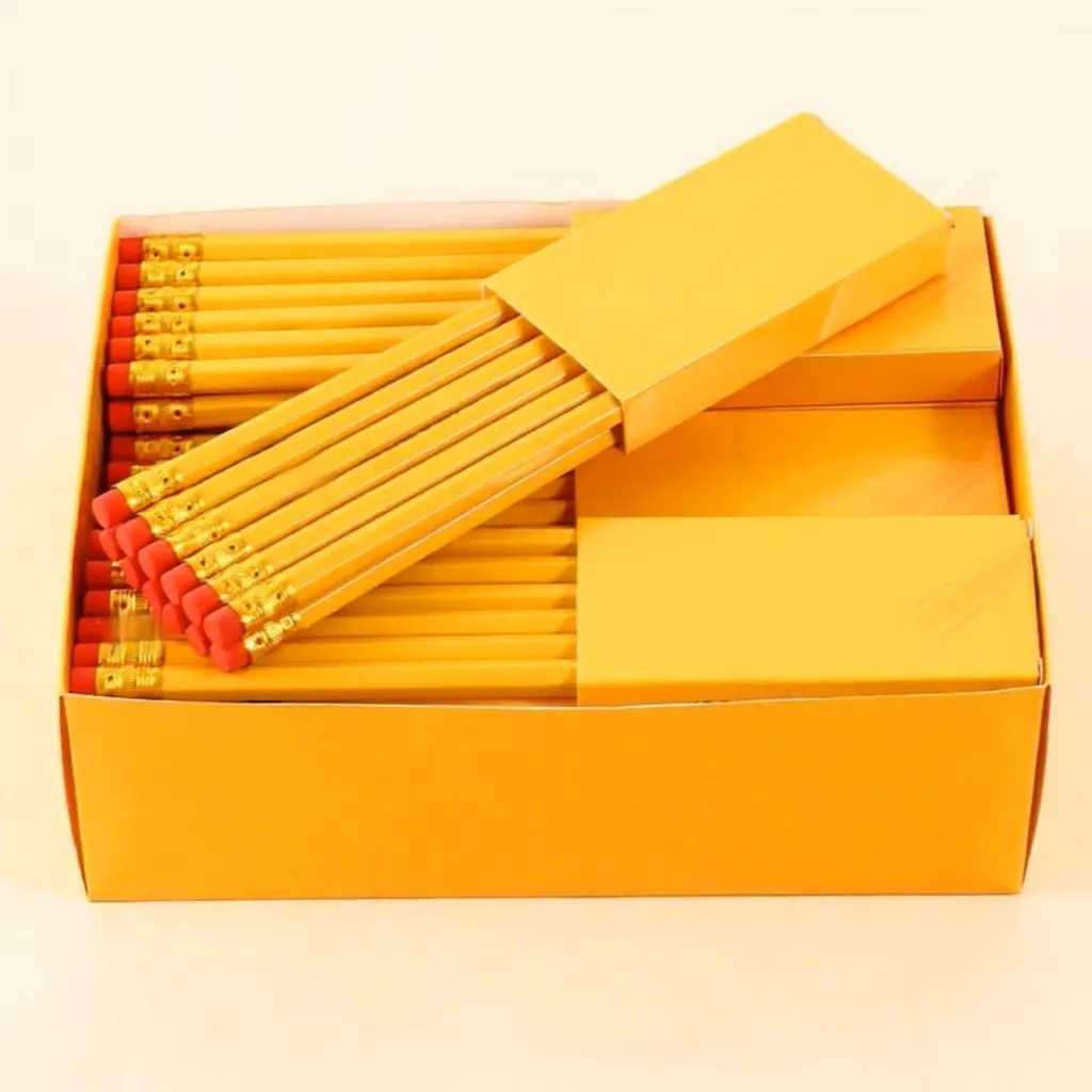 HB Wooden Pencil 12-Piece Yellow/Red Box Packaging Primary School ...