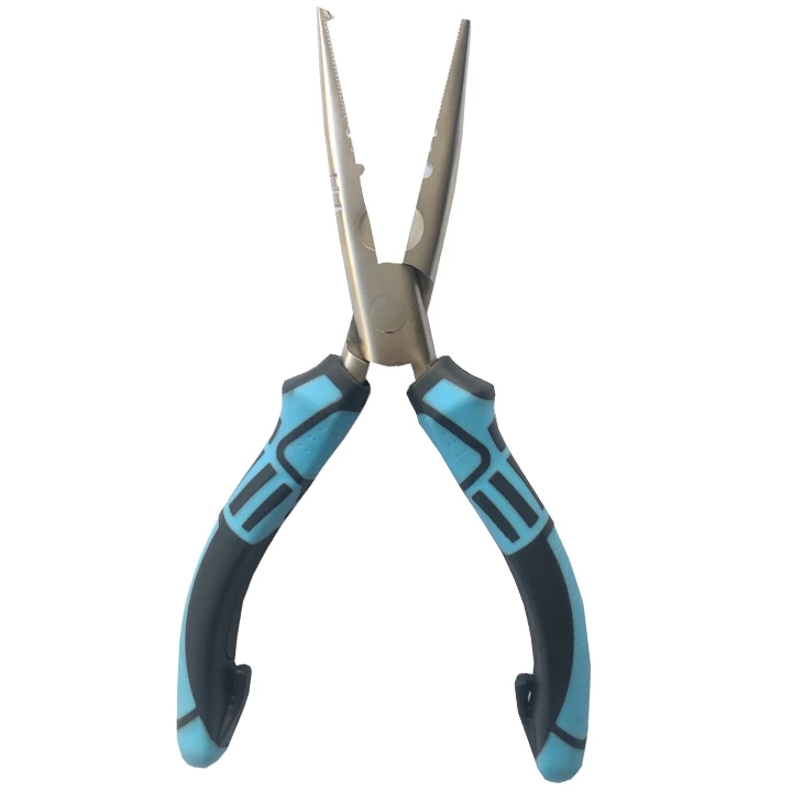 7.2 inch Long Nose Fishing Pliers with Non-Slip Handle Split Ring Scissors Wire Line Cutter Crimper Tool