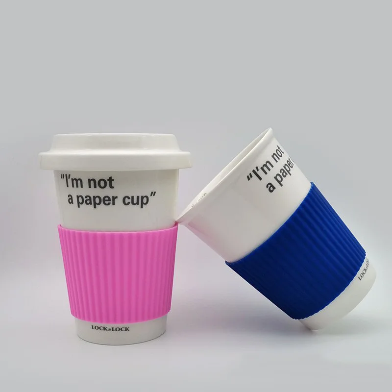 Custom Printing Logo Silicone Rubber Coffee Cup Lid And Sleeve Ceramic