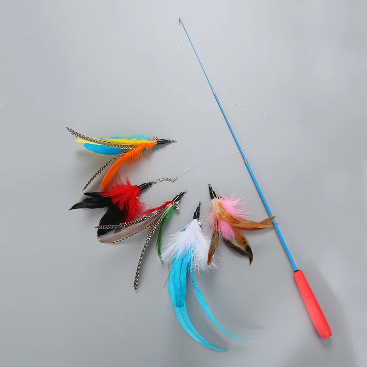 Выдвижной игрушечный тизер для кошек с 5 альтернативными кошачьими игрушками