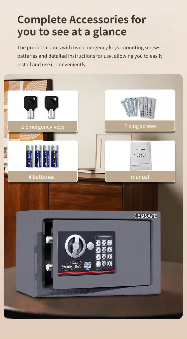 CEQSAFE High Quality Mini Electronic Digital Security Safety Safe Box for Sale CEQ Safe 10 Years 1.2 Mm 2.2 Mm 4.5 Kg CN;GUA 20E factory