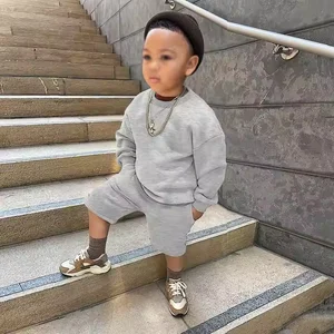 Wholesale Fleece Cotton Pullover Track Suit Kids Jogger Set Sport Shorts Toddler Boy Clothes Children Clothing Sets