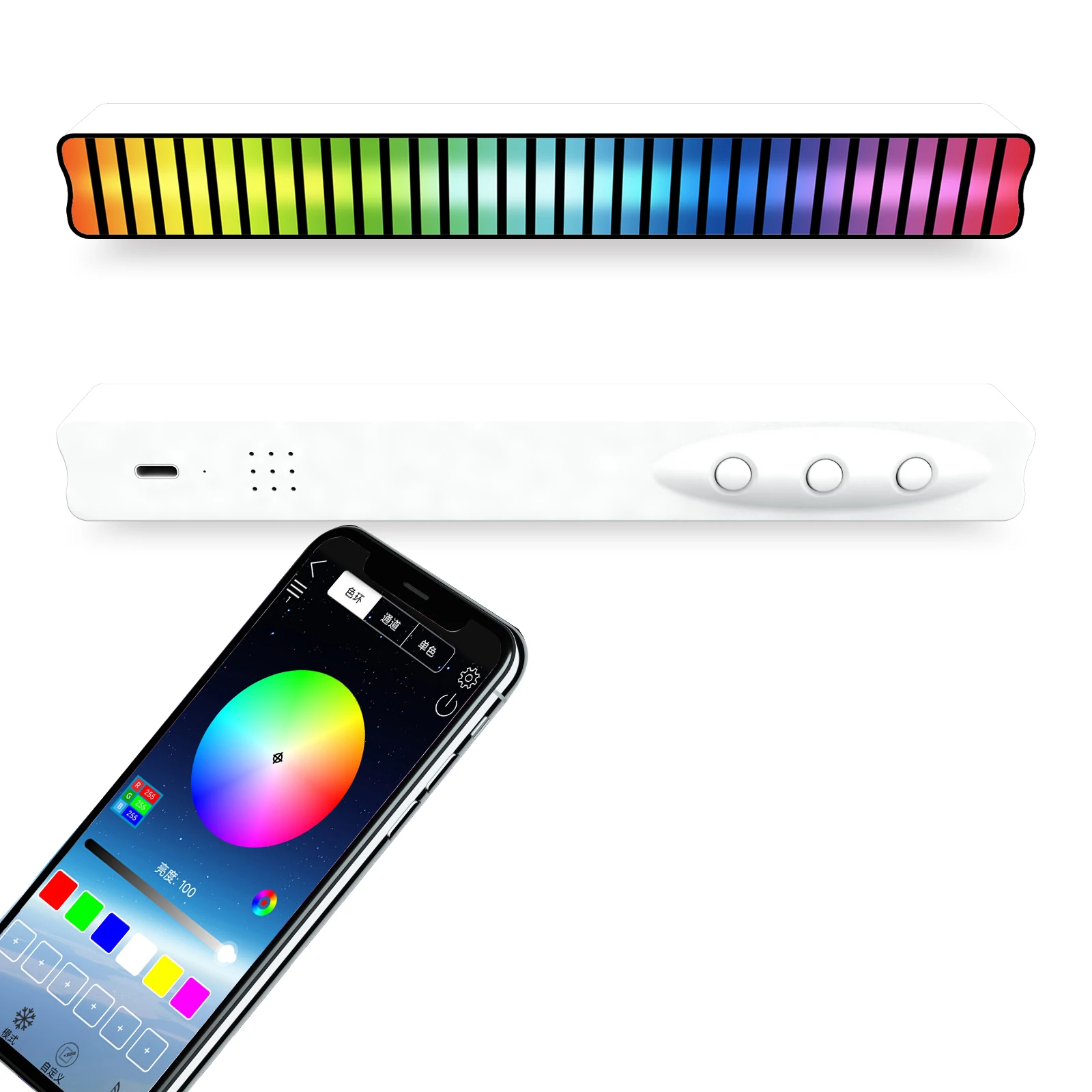 product led pickup light rgb sound control metallic app control rhythm recognition light rgb audio led rgbic car music rhythm lamp-41