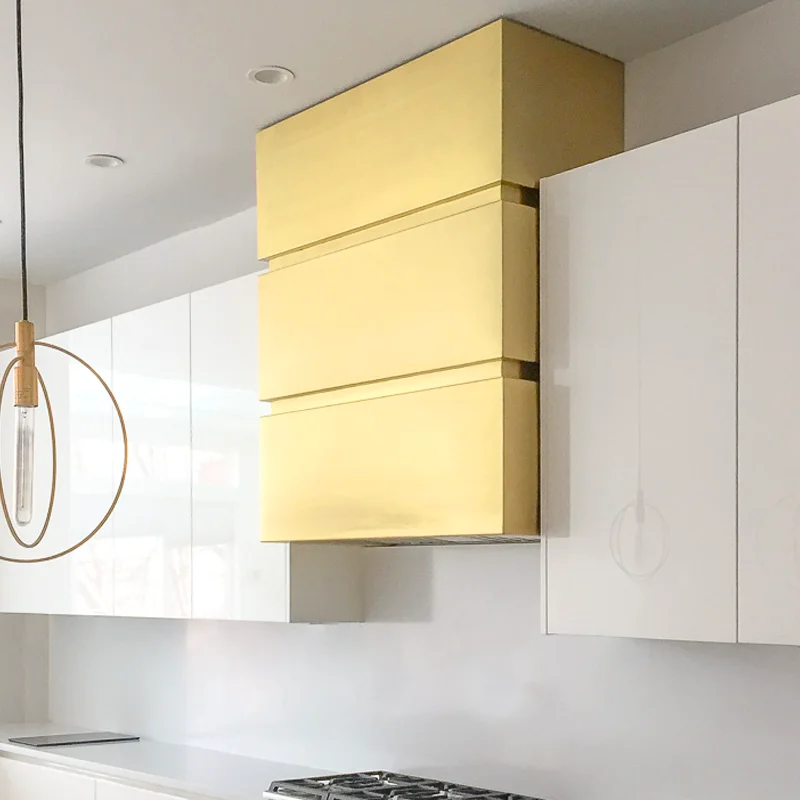 Brooklyn Kitchen Range Hood: Brushed Gold Brass Wall Mounted