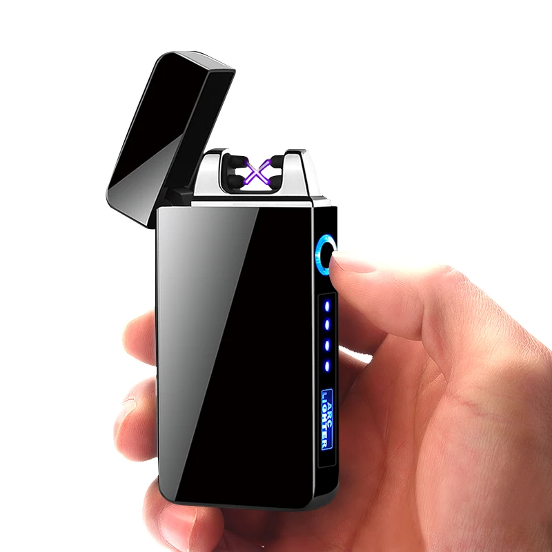 power display rechargeable usb lighter double arc lighter