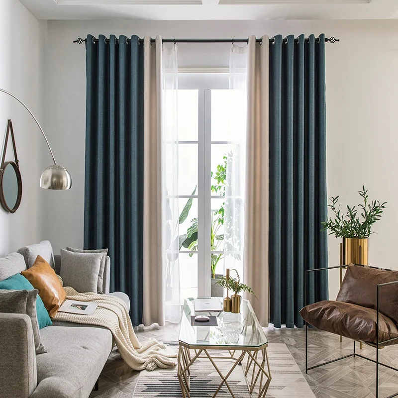 High Quality Simple Window Curtain Design Color Matching Blackout Kitchen Linen Curtains for Bedroom Living Room